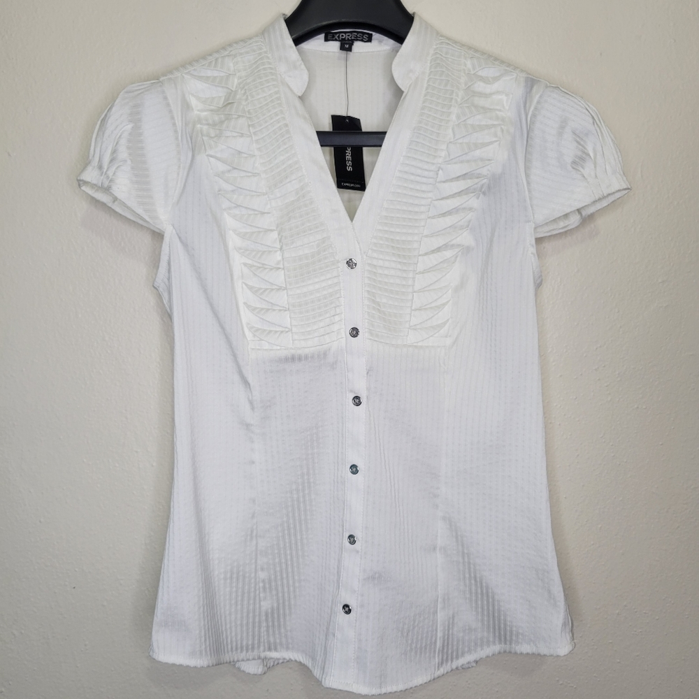 NWT Express White Button Front Blouse, Size M